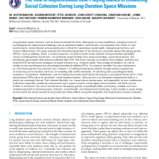 The Role of Asynchronous Role-Playing Games in Enhancing Social Cohesion During Long-Duration Space Missions
