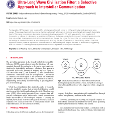 Ultra-Long Wave Civilization Filter: a Selective Approach to Interstellar Communication