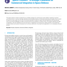 “Space Privateers”: A Strategic Framework for Commercial Integration in Space Defence