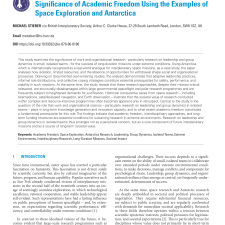 Research Between Fascination and Justification – On the Significance of Academic Freedom Using the Examples of Space Exploration and Antarctica