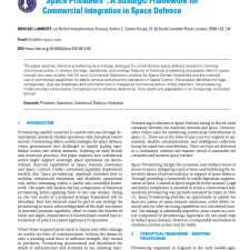 “Space Privateers”: A Strategic Framework for Commercial Integration in Space Defence 